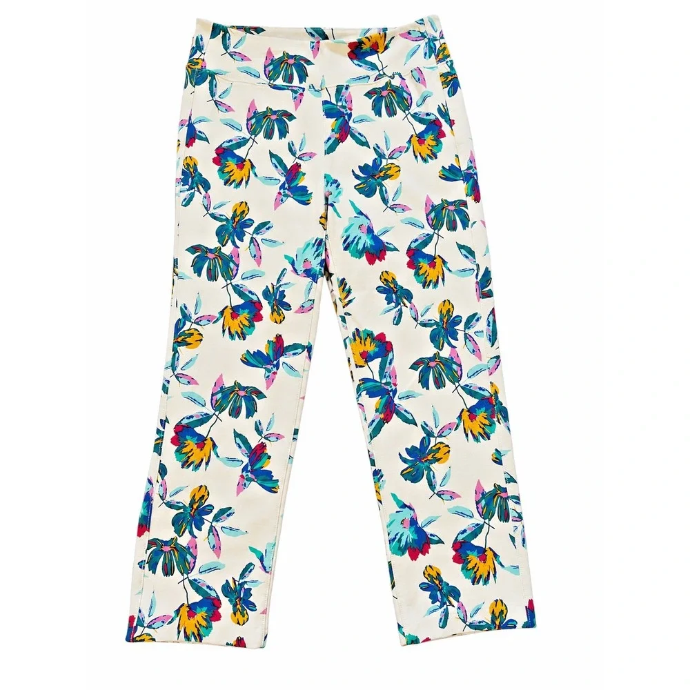 Soft‎ Surroundings Ankle Length Pants Womens Small Pull On Floral Fun Stretchy
